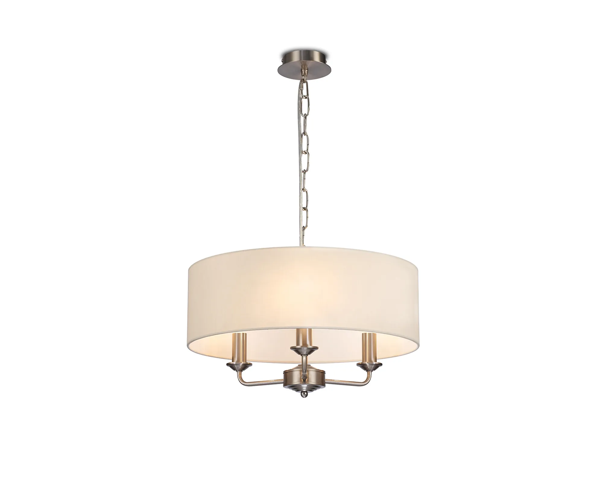 Banyan 45cm 3 Light Pendant Satin Nickel; Ivory Pearl